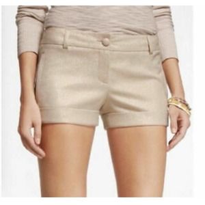 Express Women's Metallic Dressy Shorts in Gold